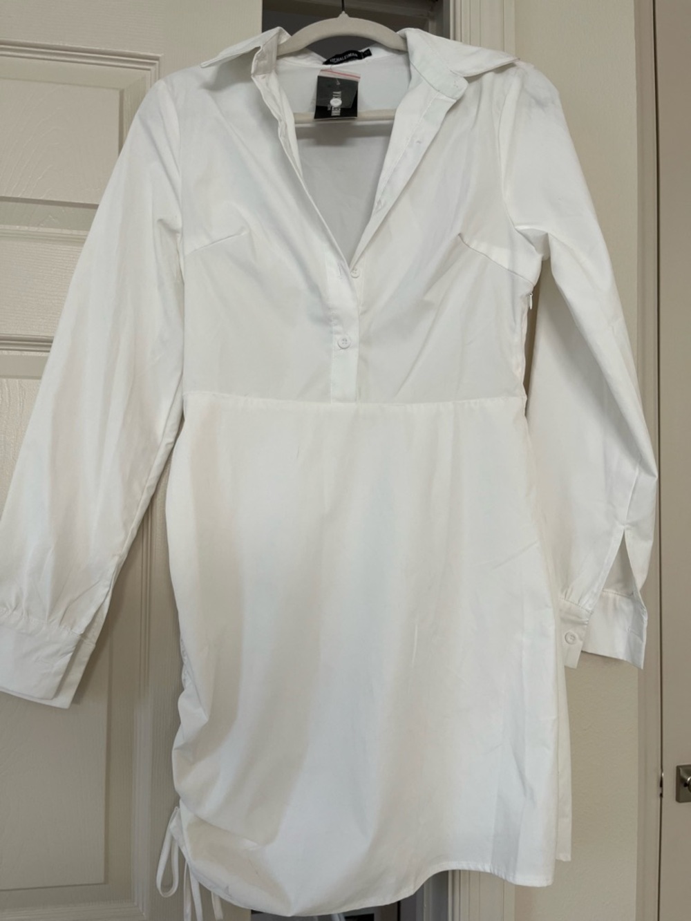 YISHALEIMAN Classic White Button-Front Shirt Dress size 10
